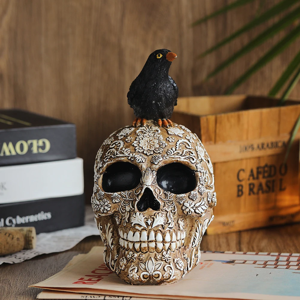 Retro Skull Skeleton Head Model Gothic Halloween Style Photo Prop Home Event Party Decoration Game Supplies |