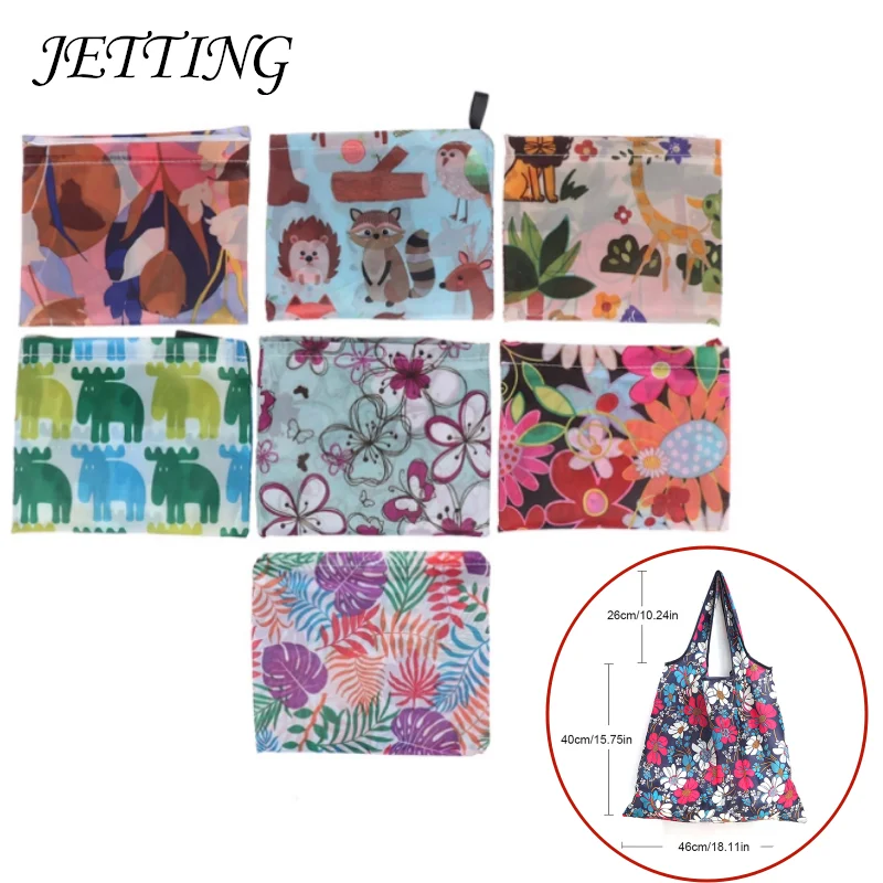 

Fashion Printing Foldable Eco-Friendly Shopping Bag Large-capacity For Travel Grocery Bag Tote Folding Pouch Handbags Convenient