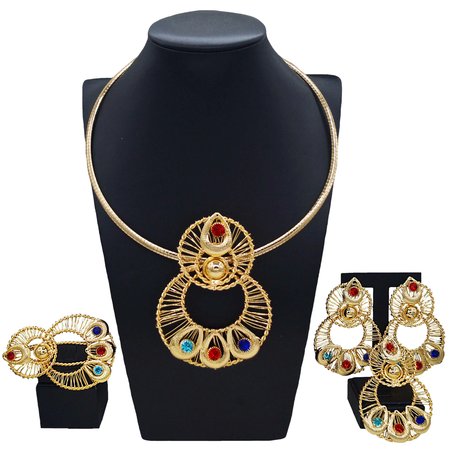 Роскошный набор ювелирных изделий Yuleili стильные крупные уникальные цветные