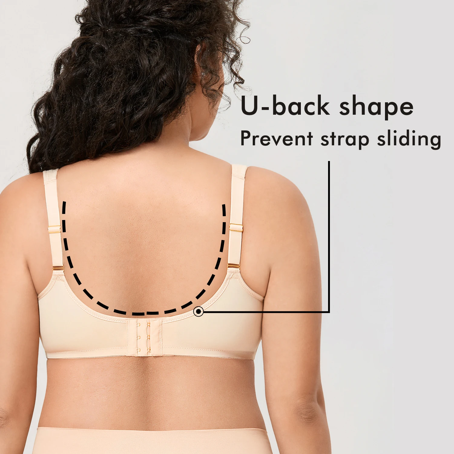 Smooth Women's Plus Size Minimizer Seamless Bra Full Coverage Underwire No Padded  Black Beige