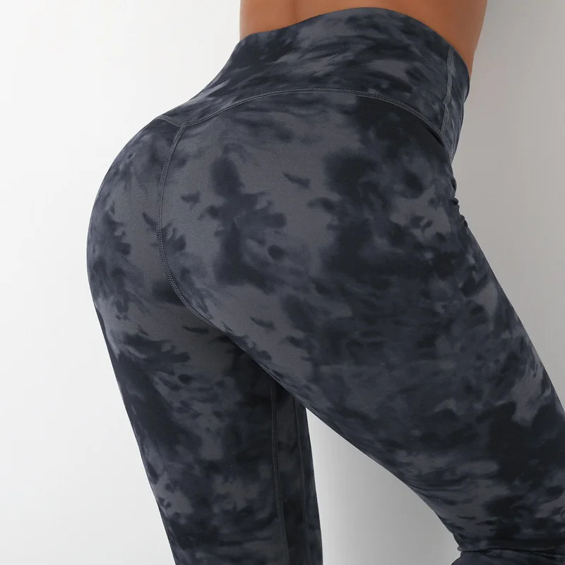 New FitnessTie-dye Leggings Women Sports Gym Leggins Mujer Cycling Running Scrunch Seamless Yoga Pants Comfortable Soft Elastic