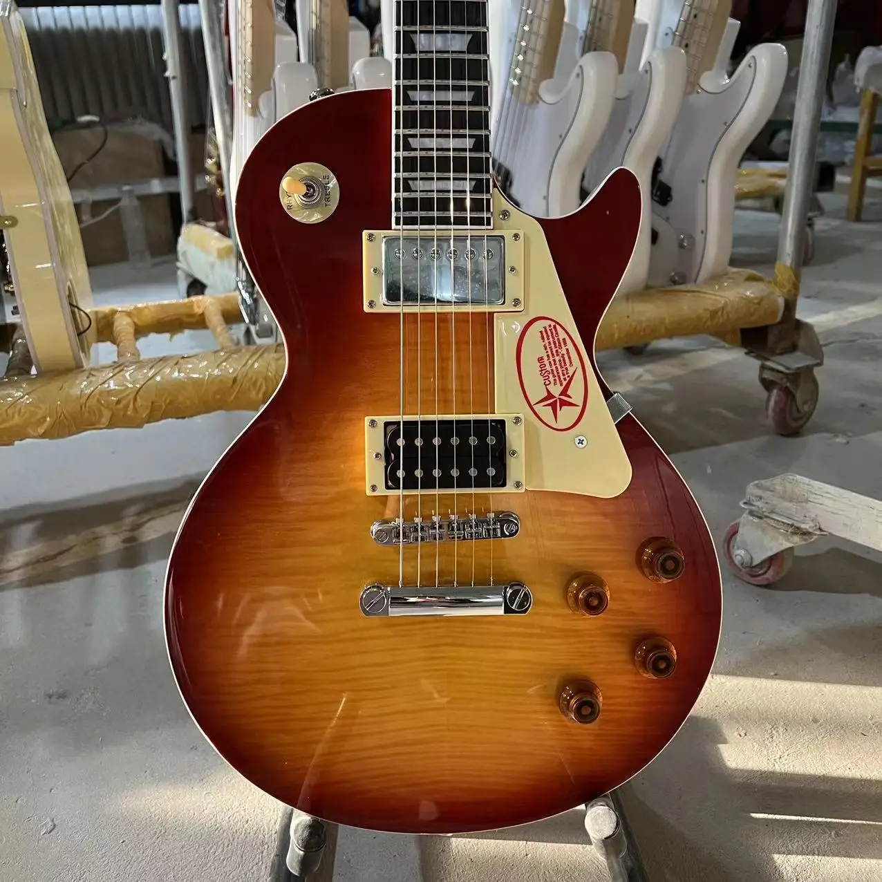 

Standard Electric Guitar Tiger Maple Top Rosewood Fingerboard Vintage Sunburst Color High Quality Guitarra Free Shipping