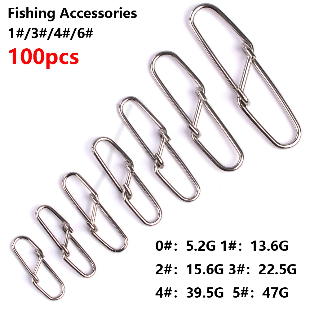 

100PCS Pike Fishing Accessories Connector Pin Bearing Rolling Swivel Stainless Steel Snap Fishhook Lure Swivels Tackle Pesca Jig