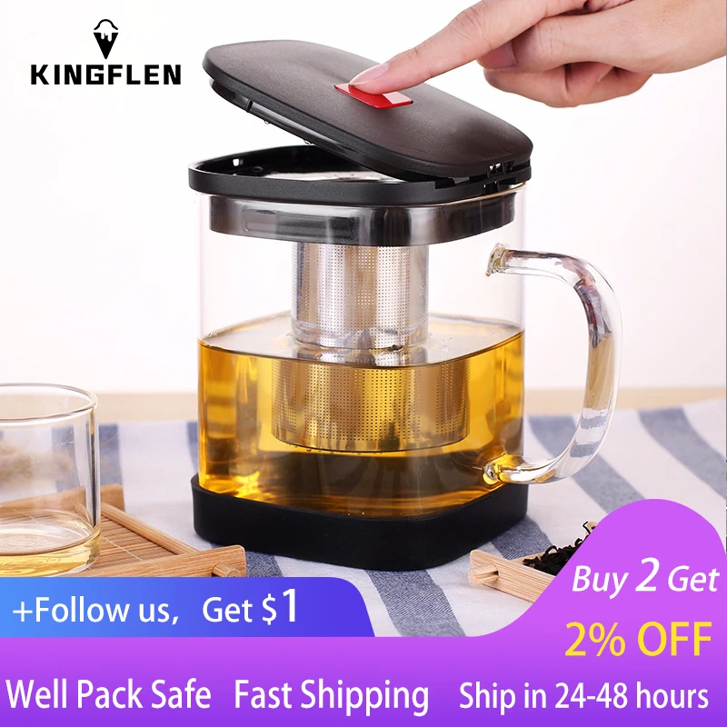 

Glass Teapot Teacup Set Heat Resistant Square Glass Teapot With Tea Infuser Puer Oolong Tea Kettle Office Tea Cup Droshipping