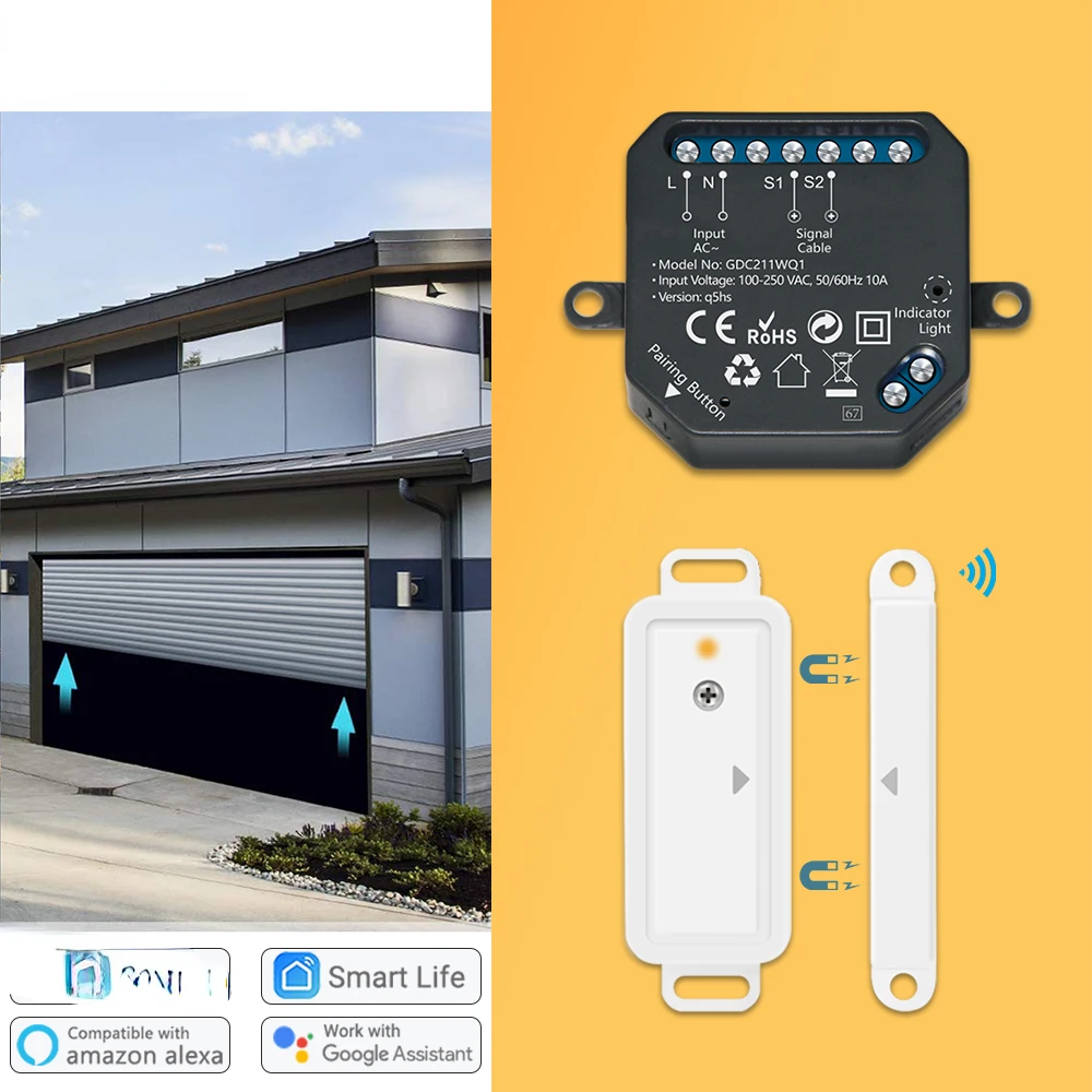 

Tuya Smart Life Garage Door Wireless Sensor Opener Controller WiFi Switch Alexa Echo Google Home DIY Remote Control Voice Portal