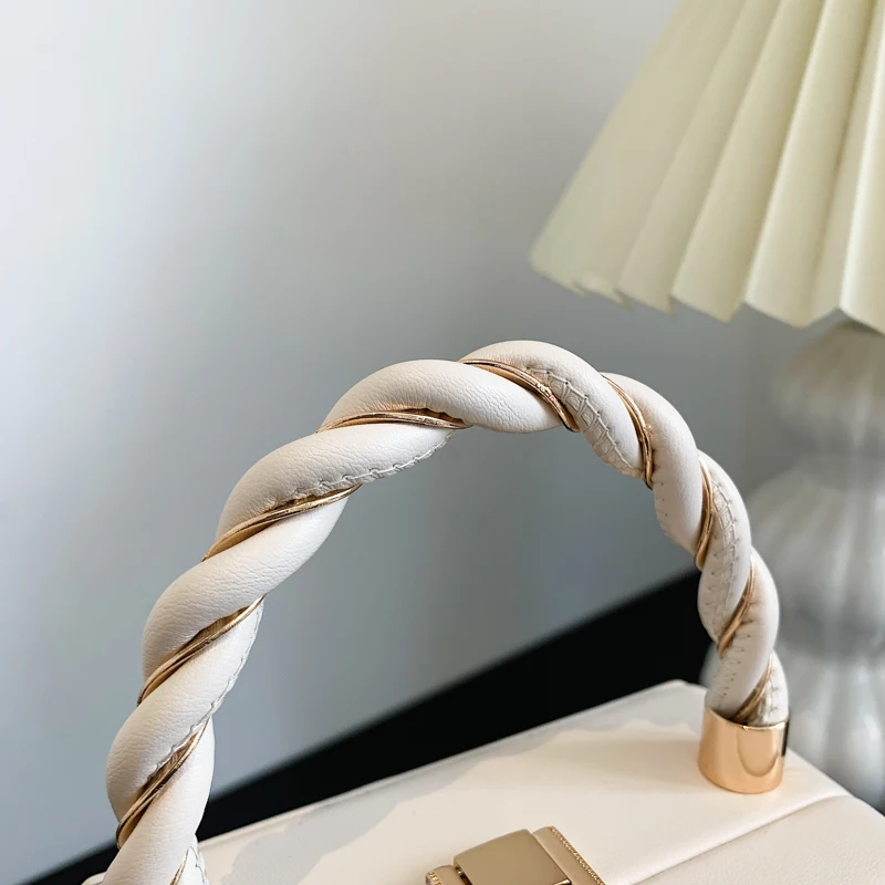 2023NEW Hard Box Shape PU Leather Crossbody Baq with Short Rope Handle for Women Shoulder Handbags and Purses Lady Travel Tote