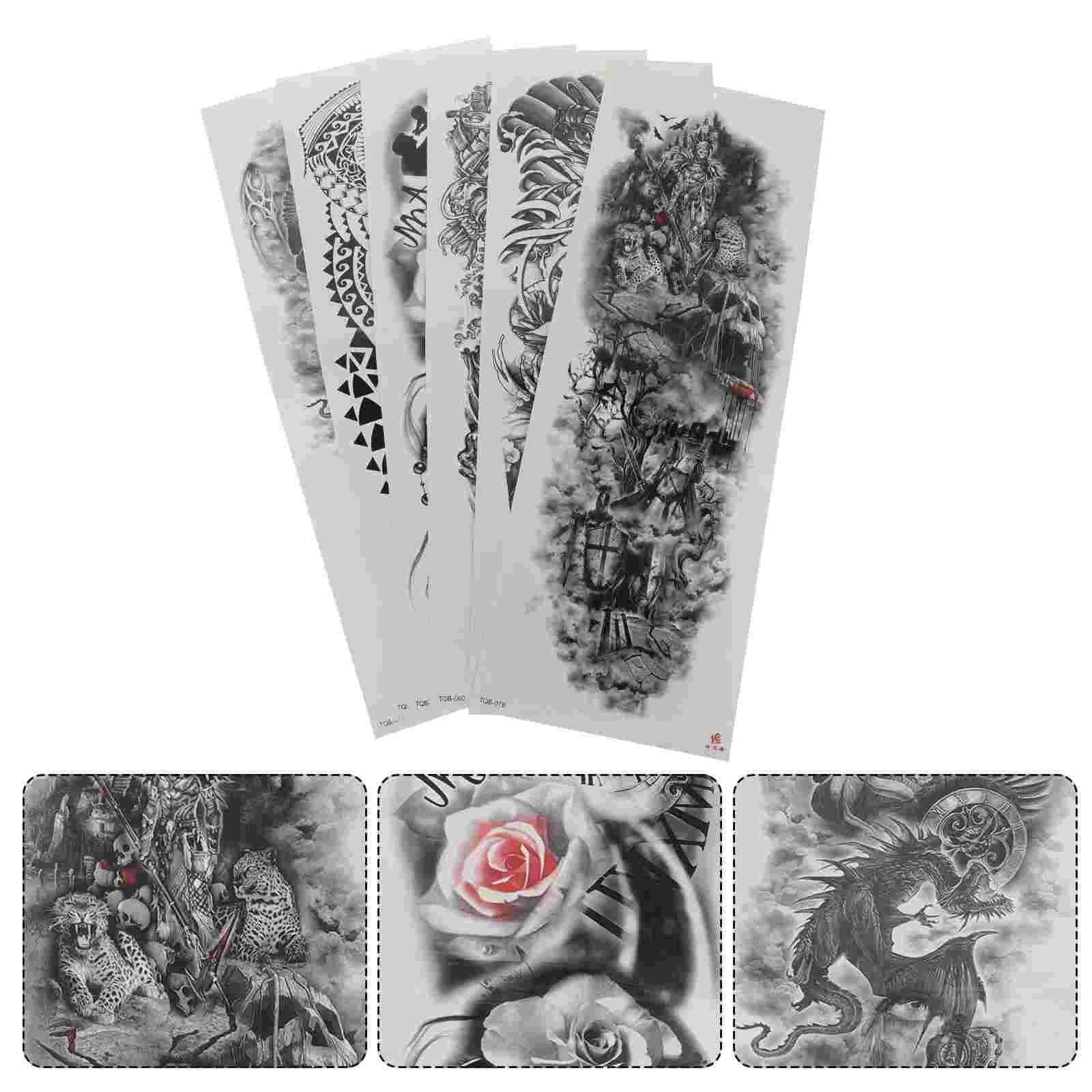 

6 Sheets Removable Stickers Sleeve Temporary