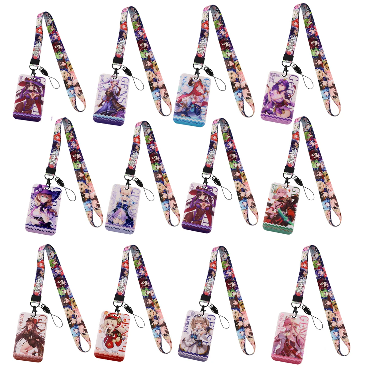 

Genshin Impact Lanyard Key Chain ID Credit Card Cover Pass Cell Phone Charm Neck Straps Badge Holder Phone Accessories