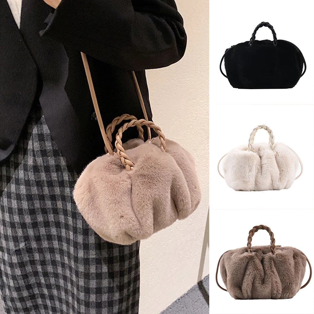 Women Wallet Plush Handbags New Shoulder Bag Letter Messenger Bag Elegent Purse And Bags Lovly Autumn Winter Celebrity Plush Bag
