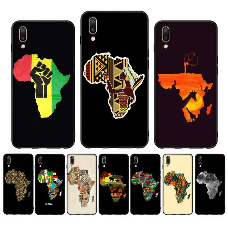 

Africa Map Geography Painted Phone Case For Oppo Reno Realme C3 6Pro For vivo Y91C Y17 Y19 Capa