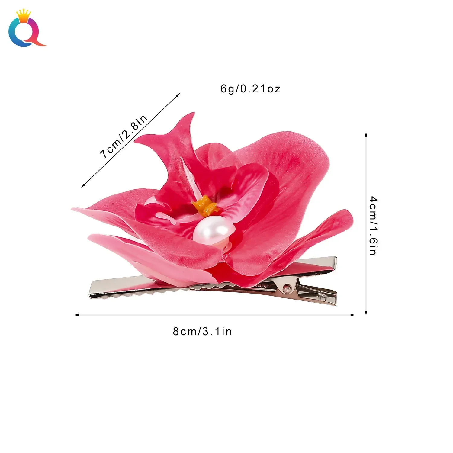 1 шт. заколка для волос с искусственным цветком 8 см