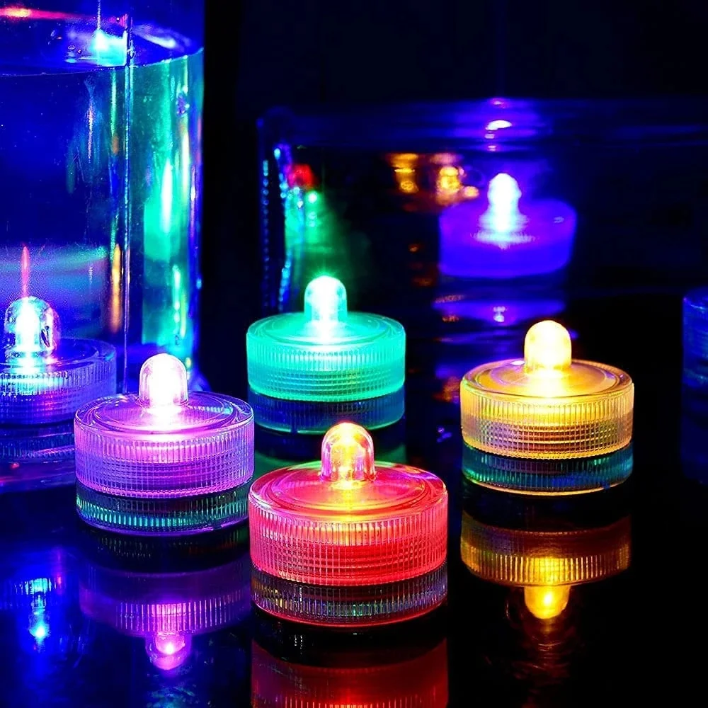 

30MM Flameless Led Tea Light Candle Waterproof Submersible Night Lamp Battery Powered for Vase,Tank,Party