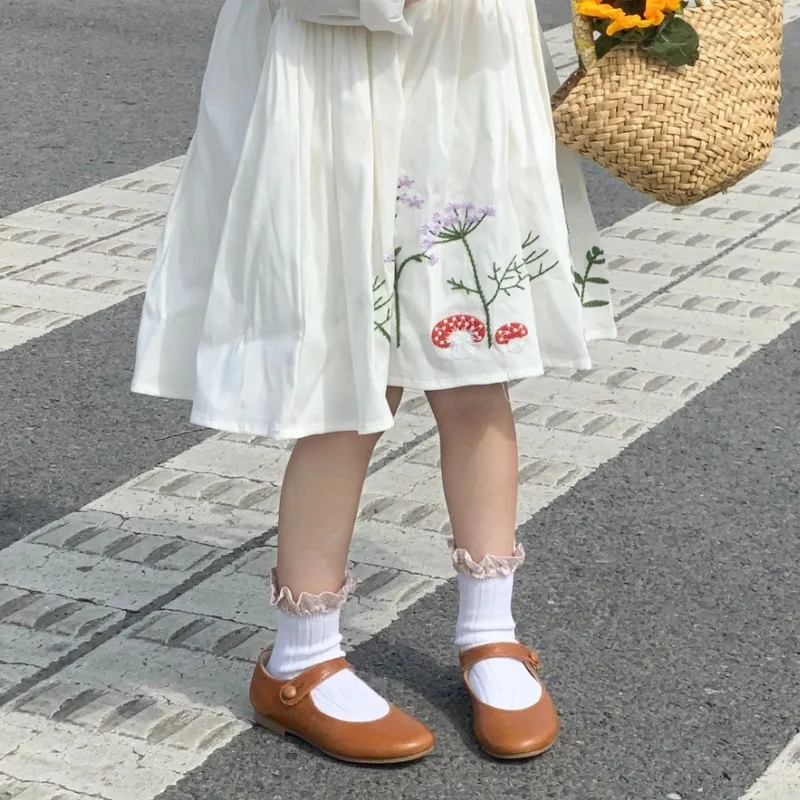 Детские носки ярких цветов с кружевом хлопковые принцессы для девочек мягкие