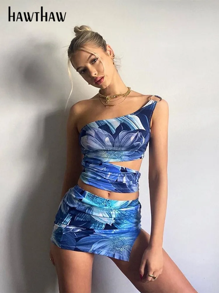 

Hawthaw Women Floral Printed Tank Tops Mini Skirt Two Piece Matching Sets Vacation Outfits 2022 Summer Clothes Wholesale Items