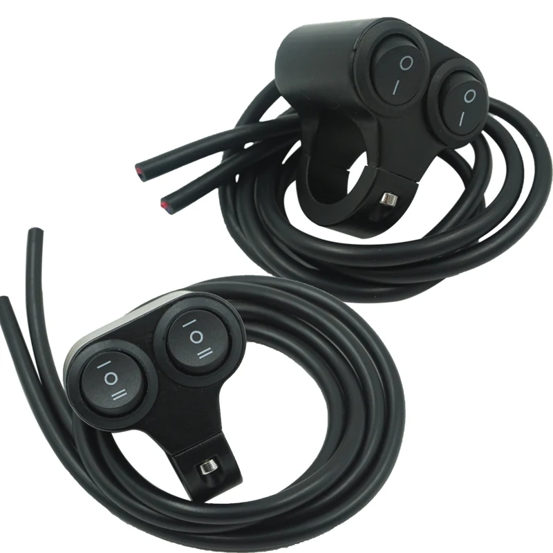 

12V Motorcycle ATV Switch 7/8" Handlebar Dual Button Refit Headlight Hazard Brake Fog Light ON/OFF/ON Control Switches