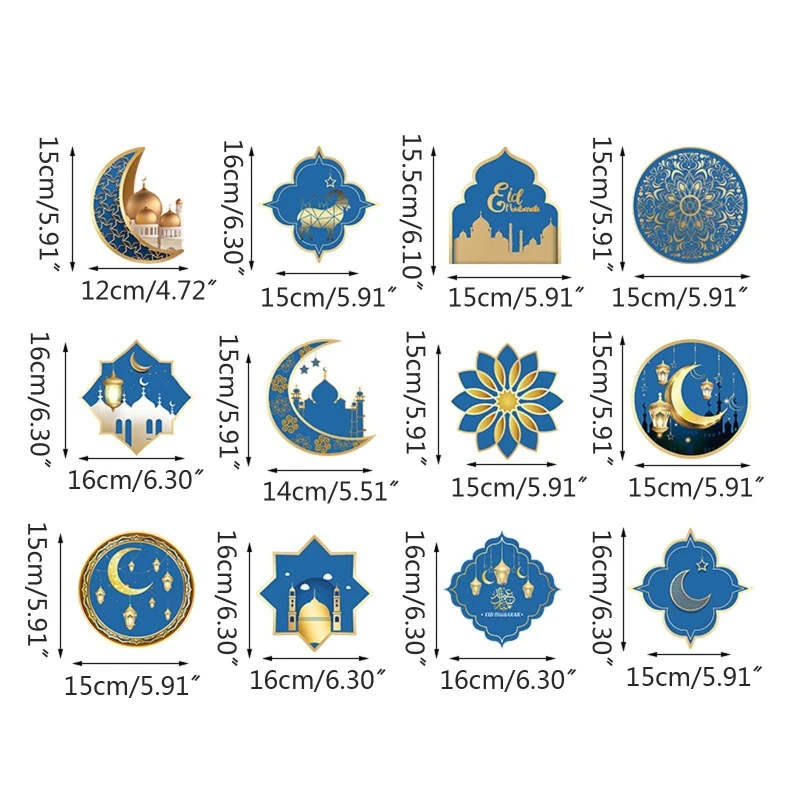

12 шт. ИД Мубарак подвесной крутящийся Рамадан Mubarak украшения счастливый ИД потолочные растяжки для Ид аль-Фитр вечерние ничное украшение 55KF