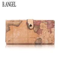 vintage world map wallet for women long zipper leather wallet female coin purse for men credit card holder ladies clutch wallets