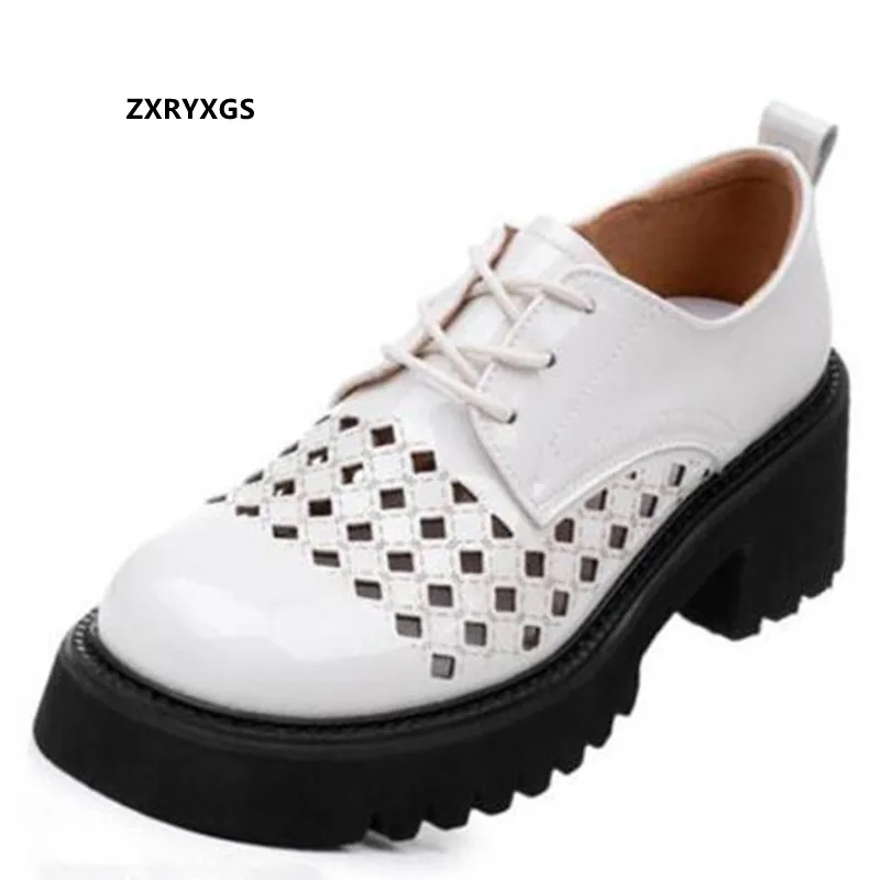 

Женские босоножки из воловьей кожи, босоножки из лакированной кожи на высоком каблуке и толстой подошве, большие размеры, весна-лето 2022