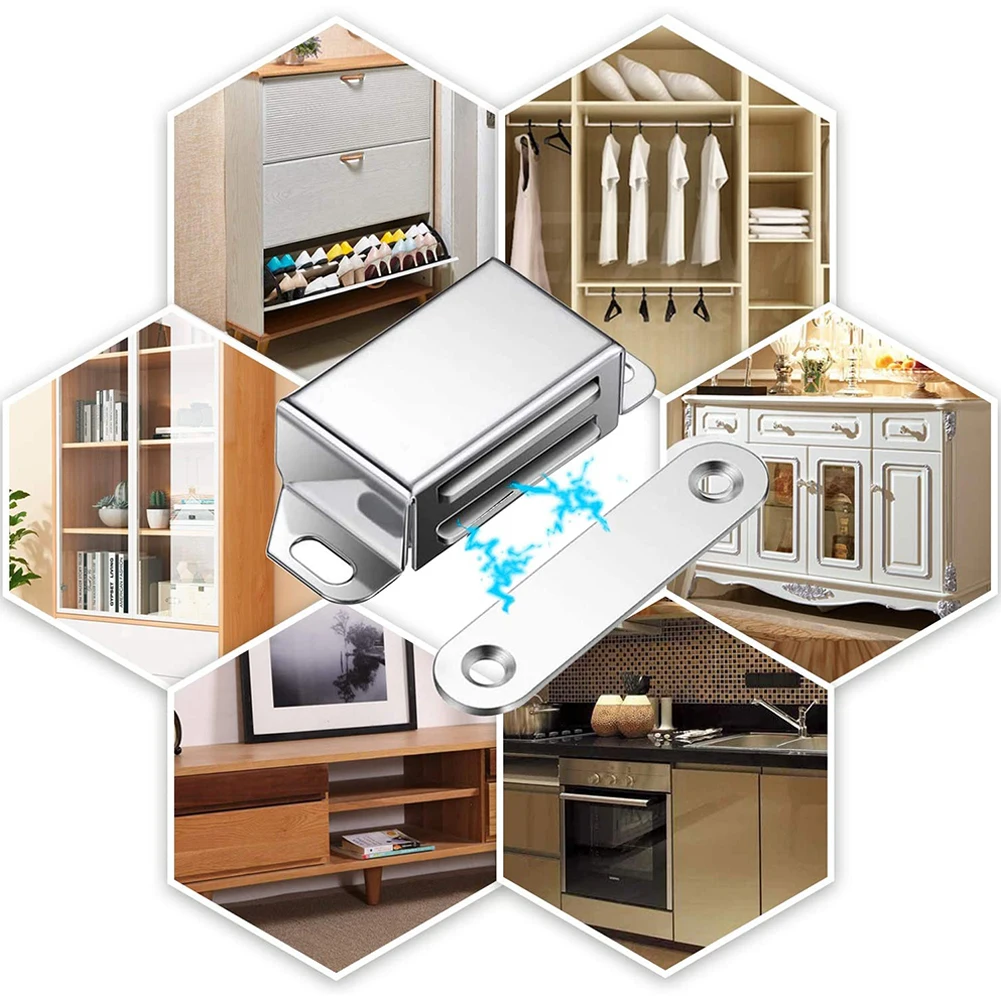 

1Pc Stainless Steel Cabinet Magnetic Catch Strong Heavy Duty Cupboard Magnets 53*22*14mm 10KG Furniture Hardware