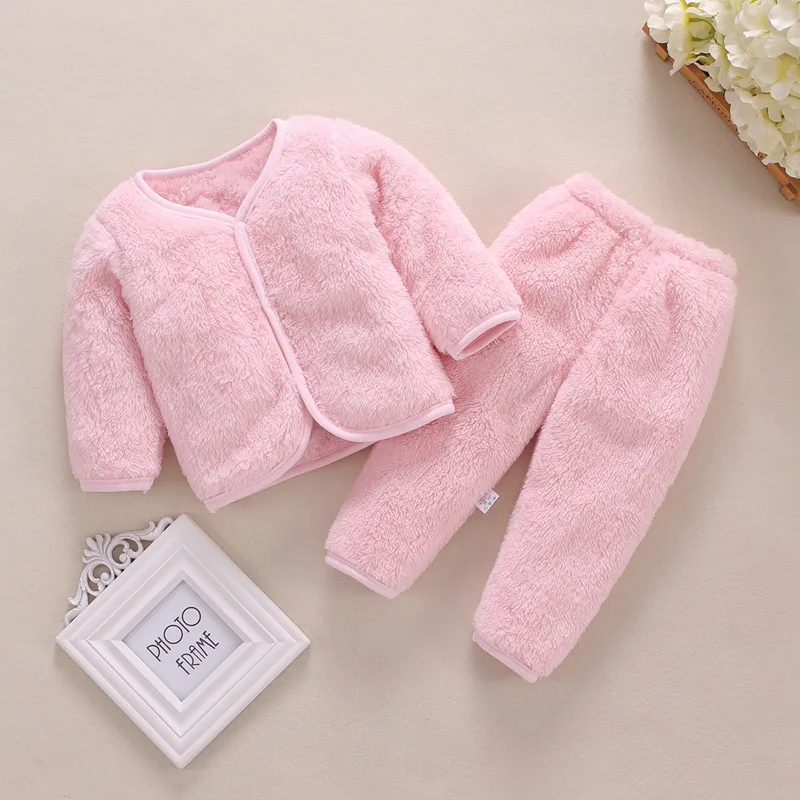 

0-3Y Newborn Baby Girl Clothes Velvet Warm Sleepwear Tops+Pant 2Pcs Suit Children Clothing Thicken Kid Tracksuit Toddler A707