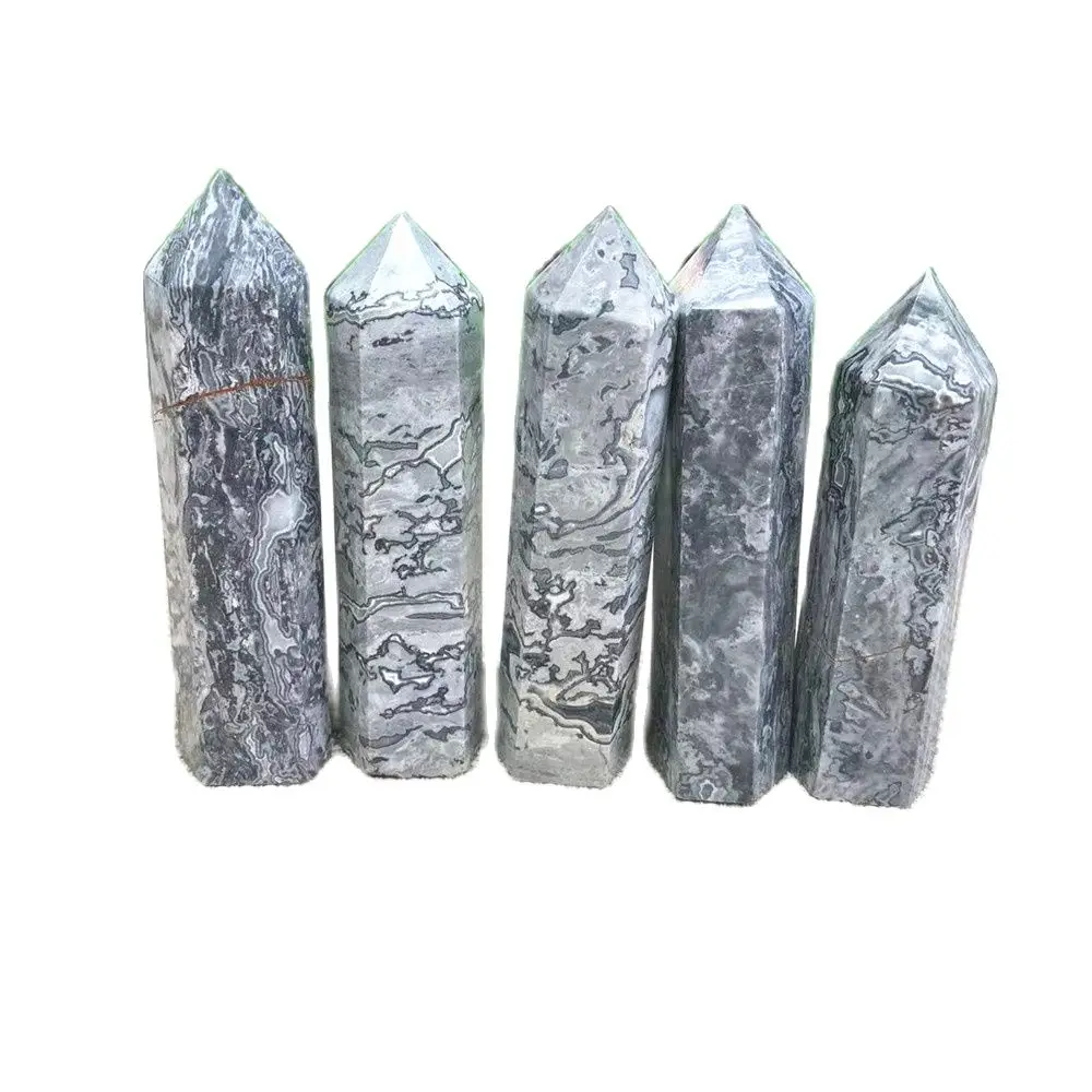 

1PC Crystal Picasso wand Hexagonal Column Crystal Quartz Point Healing Mineral Tower Gift Home Decoration