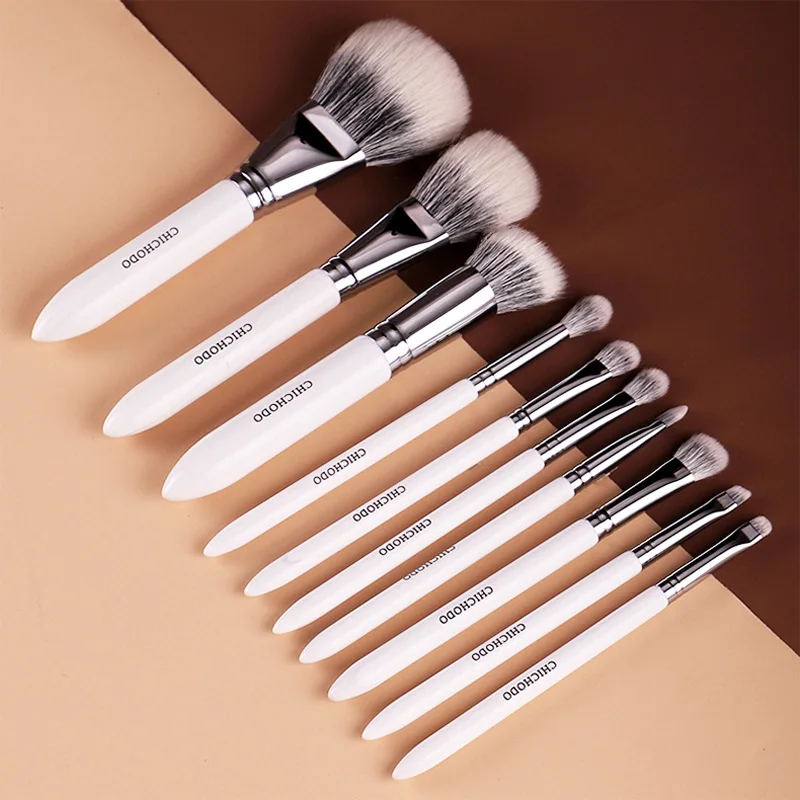 

White Snow Series 10 Pcs Makeup Brushes Set Foundation Blush Highlight Loose Powder Brush Beauty Make up Tools For Cosmetics