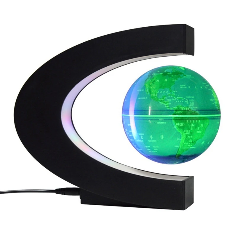 

Magnetic Levitation Globe C-Shaped 3 Inch Desktop Decoration Creative Birthday Gift Blue Night Pearl US Plug
