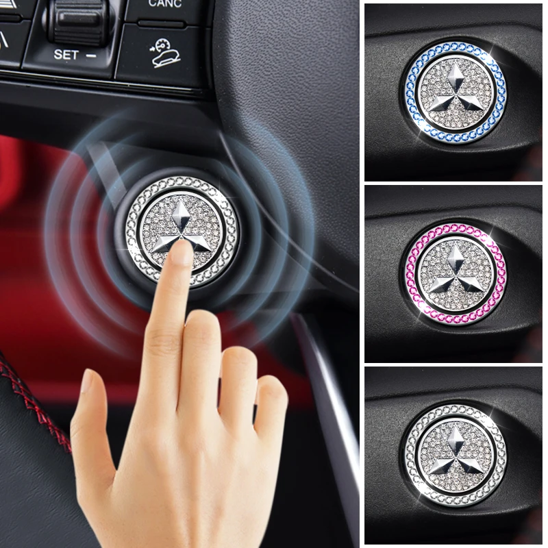 

Car Logo Engine One-button Start Cover Ignition Switch Diamond Decorate Ring Sticker For Mitsubishi Asx Outlander Lancer Pajero