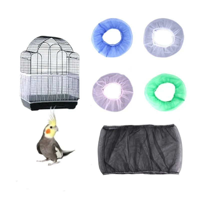 

Universal Bird Cage Seed Catcher Guard Net Cover Parrot Nylon Mesh Net Cover Airy Cage Net Stretchy Skirt for Square Round Cages