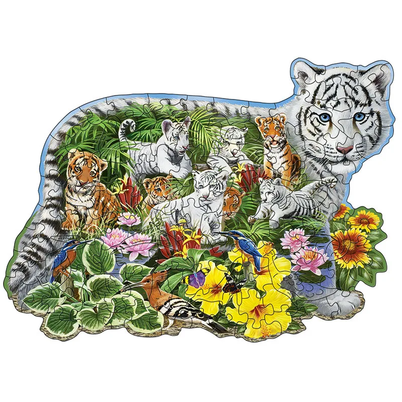 

Unique Shape Animal Wooden Puzzle for Adults Little Tiger Puzzle Art Toys Family Games Home Decoration Educational Toy for Kids