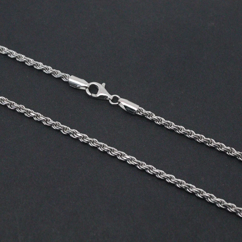 Лидер продаж стерлинговое серебро S925 3 мм веревочная цепочка женское ожерелье с