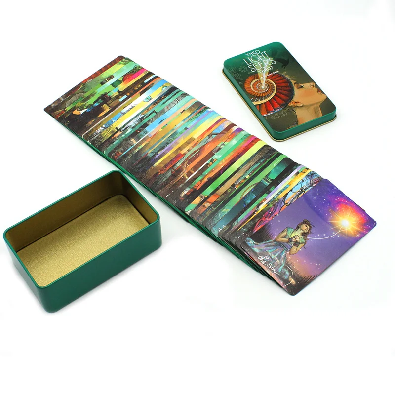 

Light Seers Tarot Deck in a Tin Box Gilded Edge For Beginners Fortune Telling Game Card Light Seer's Oracle 78 Card Deck