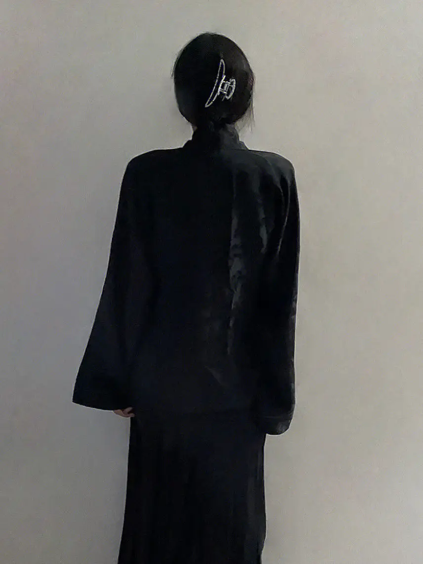 Новое китайское жаккардовое платье Hanfu на пуговицах винтажное с высокой талией