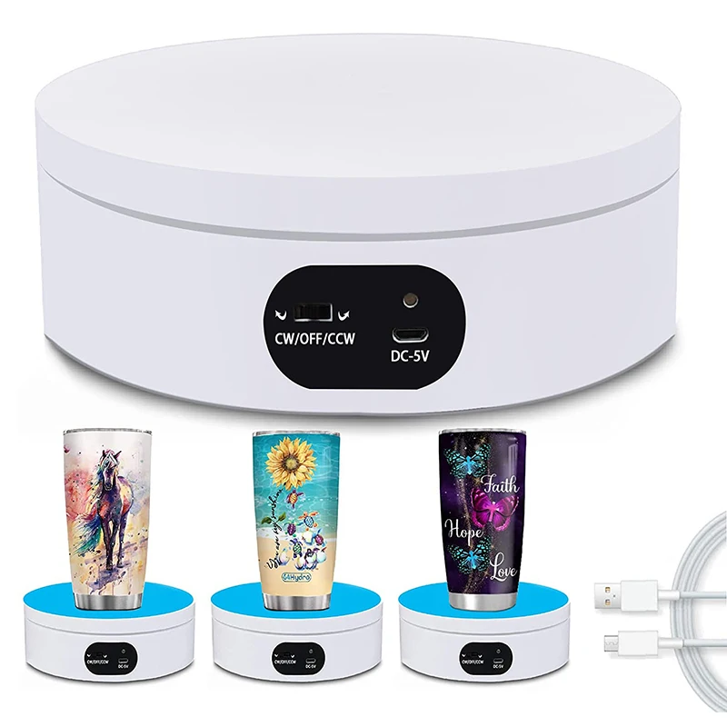 Turner Cup Rotating Display Stand 360 Degree Automatic Mute Rotating Turntable Spinner for Photography Jewelry Shows Display