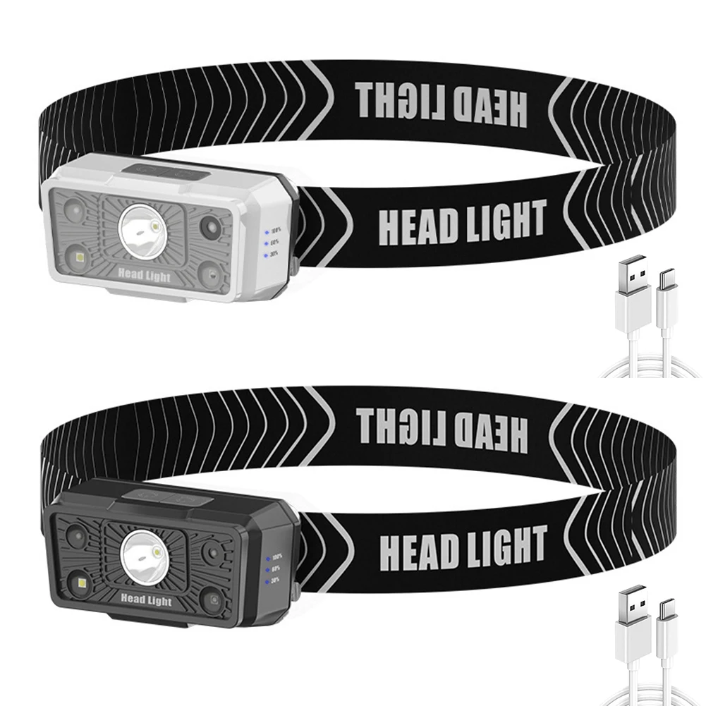 

Миниатюрный светодиодный налобный фонарь с зарядкой от USB, Головной фонарь с датчиком движения, освещение для кемпинга, волнистый индукцион...