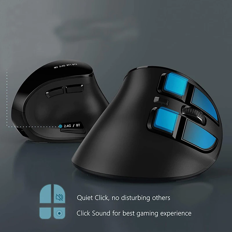 

SeenDa Rechargeable Bluetooth Mouse Wireless Bluetooth Vertical Mouse for Android Tablet /Smart TV/Mac/Smartphone Multi-Device