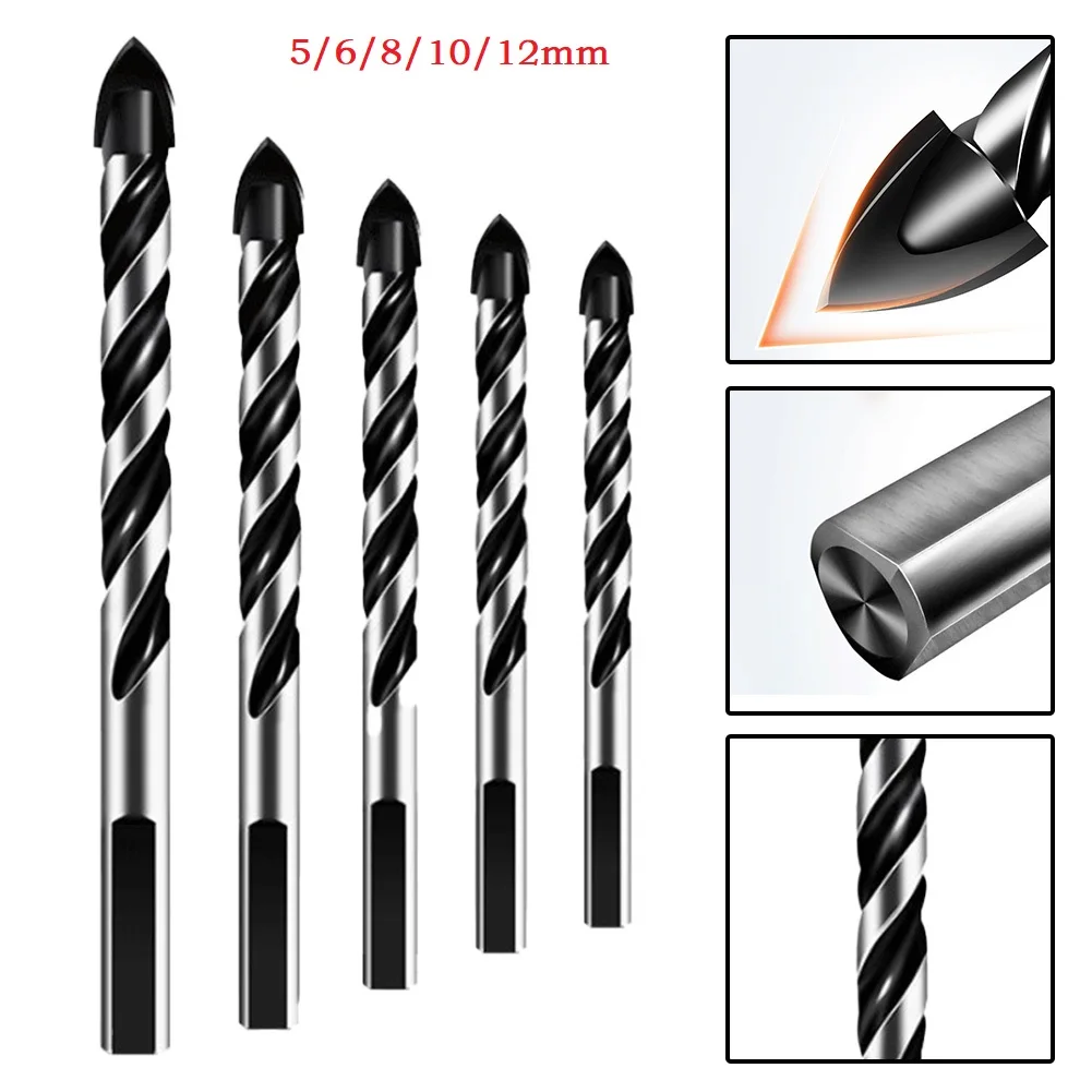 

1 Set Brand New For Brick Drill Bits Triangular Drill Bit 5/6/8/10/12mm Cemented Carbide Drill Bits Electric Drill