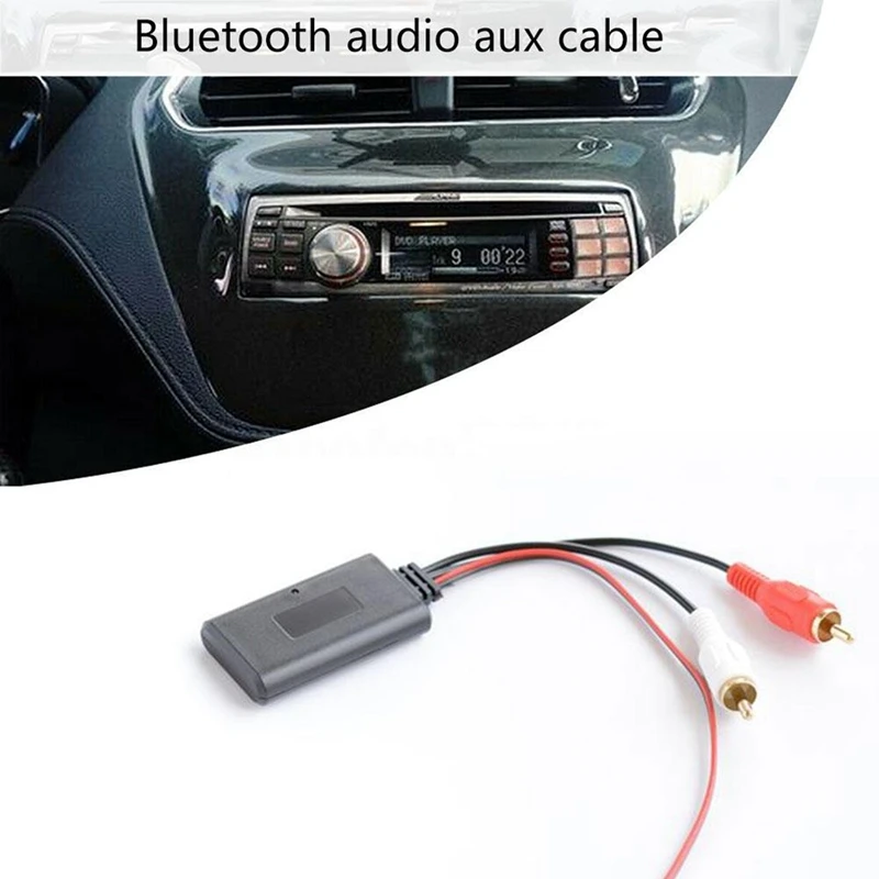2 шт. автомобильный беспроводной модуль Bluetooth для музыки с адаптером RCA AUX аудиокабелей универсального 2RCA интерфейса 5-12V включен.
