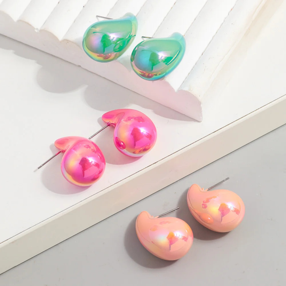 Новые Красочные массивные серьги-капельки AB для женщин гладкие полые серьги в