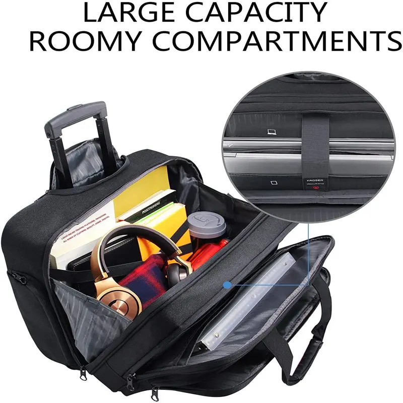 Rolling Laptop Bag Case Wheeled Briefcase For 17.3