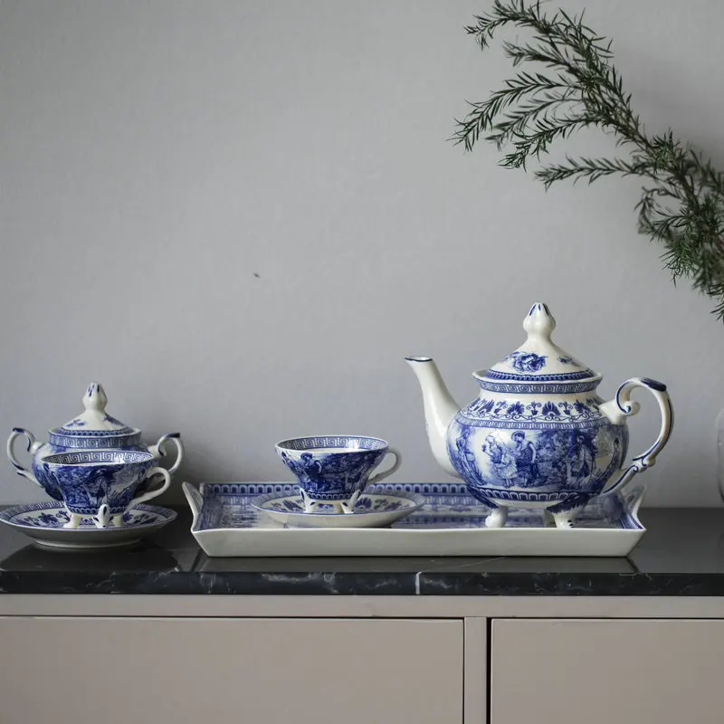 

British Coffee Cup Set Black Tea Cup Saucer Creamer Sugar Tea Set