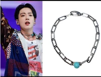 2022 korean wave new ptd on stage blue necklace jk tian jungkook fashion trend celebrity jewelry accessories gift