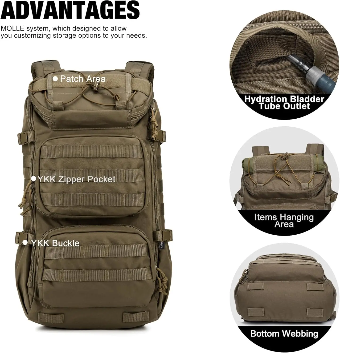 Фото Тактические рюкзаки Mardingtop, походные рюкзаки Molle для мотоцикла, кемпинга, пешего туризма, военные путешествия, рюкзак 25 л №4