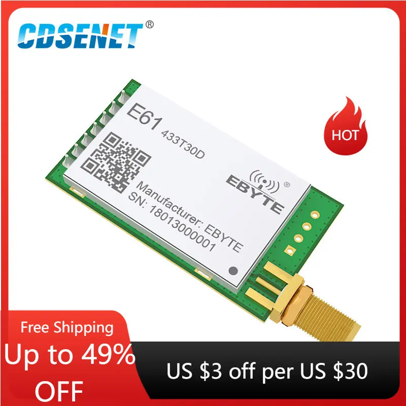 

433 МГц Встроенный 1 Вт Беспроводной радиочастотный модуль E61-433T30D UART CDSENET серийный Порты и разъёмы Беспроводной 433 мгц приемник передатчик Modbus...