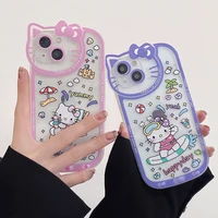 hello kitty cute cat lens protection phone cases for iphone 13 12 11 pro max xr xs max 8 x 7 lady girl shockproof soft tpu shell