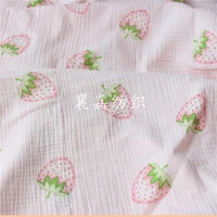 2022 new small fresh strawberry double layer gauze crepe home clothes moon clothes pajama fabric