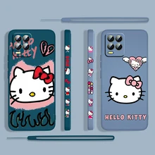 Anime Hello Kitty Cute For OPPO Realme 50i 50A 9i 8i 6 Pro Find X3 Lite NEO GT Master A9 A5 Liquid Left Rope Silicone Phone Case