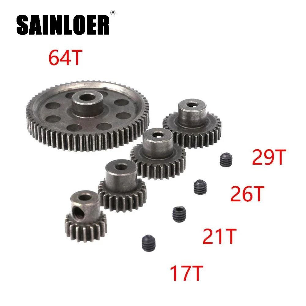 

11184 Metal Diff Main Gear 64T 11181 Motor Pinion 17T 21T 26T 29T Truck 1/10 RC Parts HSP Himoto Amax Redcat 94111