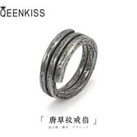 qeenkiss rg6764 jewelry wholesale fashion male man single birthday%c2%a0wedding gift tang grass pattern 925 sterling silver open ring
