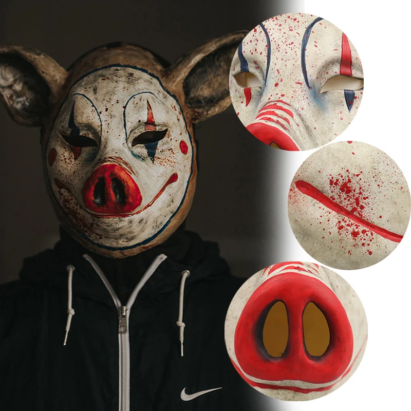 

Halloween Clown Pig Latex Mask Cosplay Scary Funny Animal Masks Unisex Horror Helmet Masquerade Costume Accessories Props